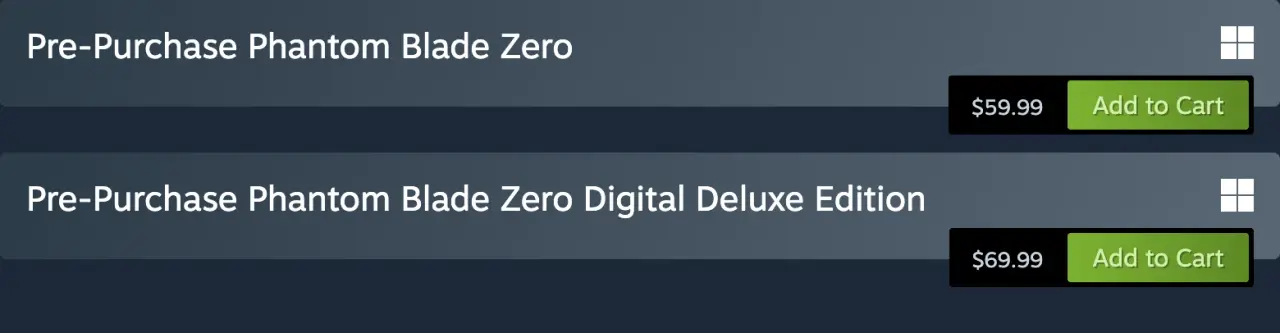 Phantom Blade Zero steam editions